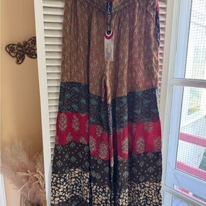 Colorful Boho Patchwork Wide Leg Pants
